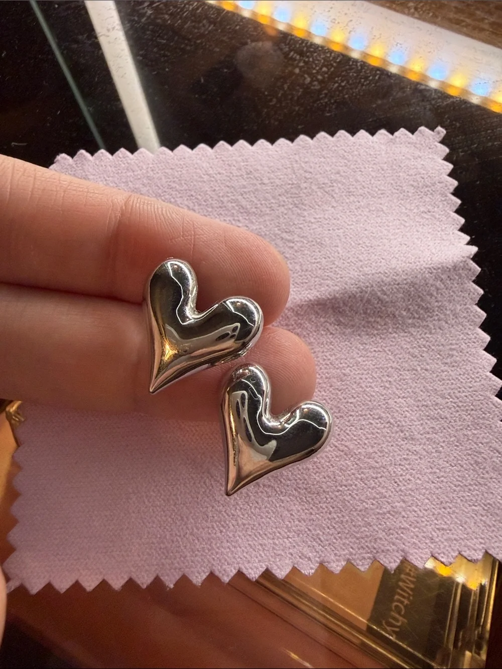 14k white gold authentic. Silver Heart Stud Earrings - Minimal Women's Jewelry
